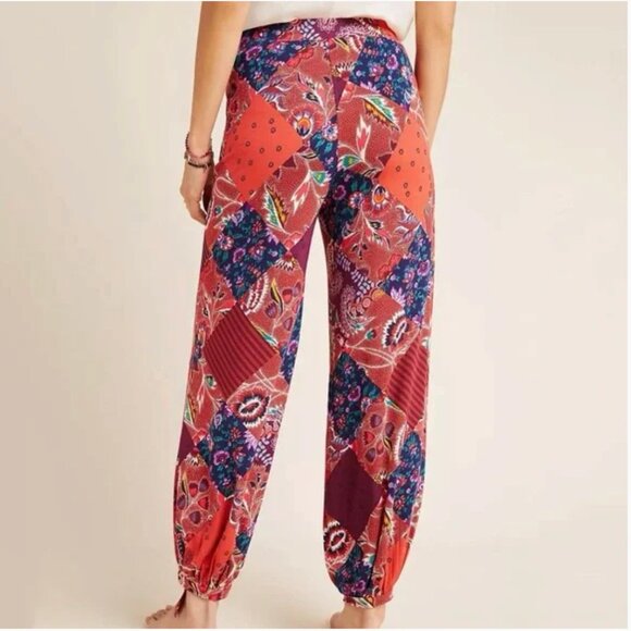 Anthropologie Surat Harem Joggers Pants Floral Geometric Red Purple HTF Medium - Picture 9 of 13